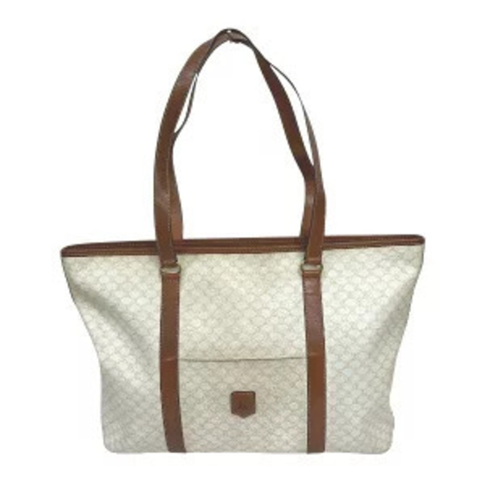 Celine Macadam White x Brown Tote Bag Shoulder